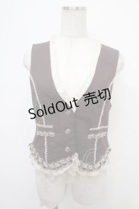 axes femme / 薔薇刺繍ベスト M 茶 Y-25-05-05-027-AX-TO-SZ-ZY