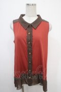 axes femme / シースルーノースリーブブラウス M オレンジ Y-25-05-05-028-AX-BL-SZ-ZY