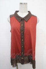 axes femme / シースルーノースリーブブラウス M オレンジ Y-25-05-05-028-AX-BL-SZ-ZY