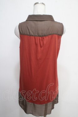 画像2: axes femme / シースルーノースリーブブラウス M オレンジ Y-25-05-05-028-AX-BL-SZ-ZY