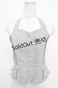 axes femme POETIQUE / BACHフリルホルターベスト  グレー Y-25-05-05-030-AX-TO-SZ-ZY