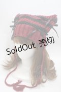 axes femme POETIQUE / 猫耳サブカルニット帽 F 赤 Y-25-05-08-079-AX-AC-SZ-ZY