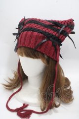 axes femme POETIQUE / 猫耳サブカルニット帽 F 赤 Y-25-05-08-079-AX-AC-SZ-ZY