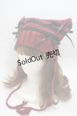 画像1: axes femme POETIQUE / 猫耳サブカルニット帽 F 赤 Y-25-05-08-079-AX-AC-SZ-ZY