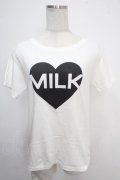 MILK / ハート MILK T  オフ×ブラック Y-25-05-10-048-ML-TO-SZ-ZY