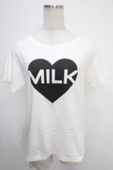 MILK / ハート MILK T  オフ×ブラック Y-25-05-10-048-ML-TO-SZ-ZI
