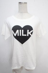 MILK / ハート MILK T  オフ×ブラック Y-25-05-10-048-ML-TO-SZ-ZI