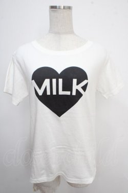 画像1: MILK / ハート MILK T  オフ×ブラック Y-25-05-10-048-ML-TO-SZ-ZY