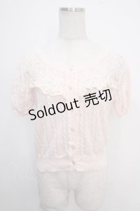 Lizmelo / 半袖ニットカーデ  ピンク Y-25-05-10-054-LO-TO-SZ-ZY
