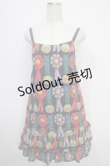 Leur Getter / ロゼットプリントキャミワンピース  ネイビー Y-25-05-10-068-LU-OP-SZ-ZY
