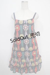 Leur Getter / ロゼットプリントキャミワンピース  ネイビー Y-25-05-10-068-LU-OP-SZ-ZY