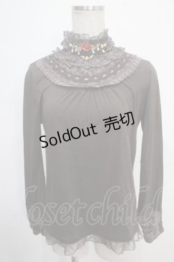 画像1: axes femme / ガーデンレースハイネックインナーカットソー M 茶 Y-25-05-10-010-AX-TO-SZ-ZY