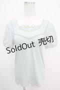 axes femme / バラｘ蝶半袖プルオーバー M サックス Y-25-05-10-011-AX-TO-SZ-ZY
