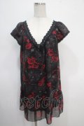 HYSTERIC GLAMOUR / 蜘蛛の巣バラ柄　チュニック  黒 Y-25-05-10-089-PU-OP-SZ-ZY