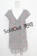 HYSTERIC GLAMOUR / 蜘蛛の巣バラ柄　チュニック  黒 Y-25-05-10-089-PU-OP-SZ-ZY