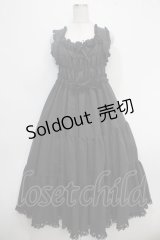 metamorphose / ピーチスキンロングティアードジャンパースカート  黒 Y-25-05-10-090-ME-OP-SZ-ZY