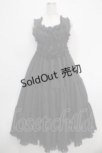 metamorphose / ピーチスキンロングティアードジャンパースカート  黒 Y-25-05-10-090-ME-OP-SZ-ZY