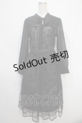 axes femme / フロッキープリントレースワンピース M 黒 Y-25-05-10-093-AX-OP-SZ-ZT343