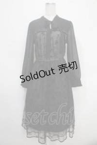 axes femme / フロッキープリントレースワンピース M 黒 Y-25-05-10-093-AX-OP-SZ-ZT343
