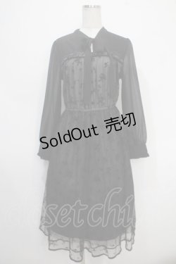 画像1: axes femme / フロッキープリントレースワンピース M 黒 Y-25-05-10-093-AX-OP-SZ-ZT343