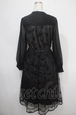 画像2: axes femme / フロッキープリントレースワンピース M 黒 Y-25-05-10-093-AX-OP-SZ-ZY