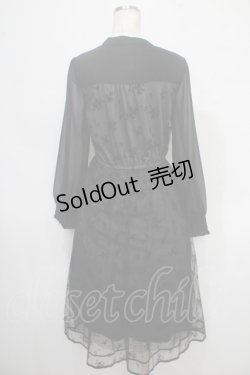 画像2: axes femme / フロッキープリントレースワンピース M 黒 Y-25-05-10-093-AX-OP-SZ-ZT343