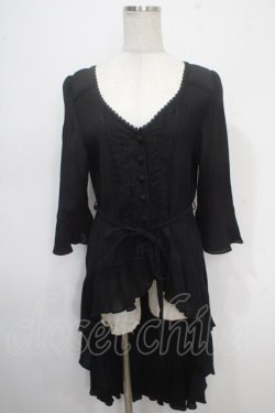 画像1: axes femme / ベルト付イレヘムカーデ M 黒 Y-25-05-10-097-AX-TO-SZ-ZY