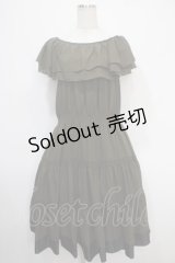 axes femme / 襟取り外しシャーリングワンピース  カーキ Y-25-05-10-099-AX-OP-SZ-ZY