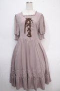 m petit by misako / AMレースアップワンピース L 中桃 Y-25-05-10-101-LO-OP-SZ-ZY