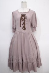 m petit by misako / AMレースアップワンピース L 中桃 Y-25-05-10-101-LO-OP-SZ-ZY