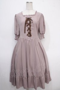 m petit by misako / AMレースアップワンピース L 中桃 Y-25-05-10-101-LO-OP-SZ-ZY