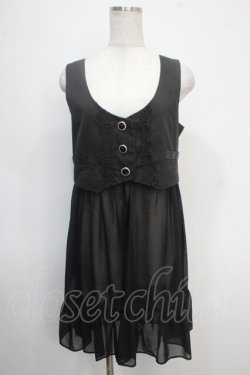画像1: axes femme POETIQUE / ロング丈シフォンベスト M 黒 Y-25-05-10-103-AX-TO-SZ-ZY
