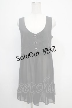 画像1: axes femme POETIQUE / ロング丈シフォンベスト M 黒 Y-25-05-10-103-AX-TO-SZ-ZY