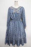 axes femme POETIQUE / フラワーレトロワンピース M ブルー Y-25-05-10-109-AX-OP-SZ-ZY