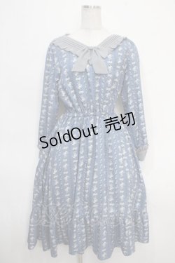 画像1: axes femme POETIQUE / フラワーレトロワンピース M ブルー Y-25-05-10-109-AX-OP-SZ-ZY