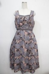 axes femme / ヴィンテージマップ柄ワンピ M ラベンダー Y-25-05-10-110-AX-OP-SZ-ZI