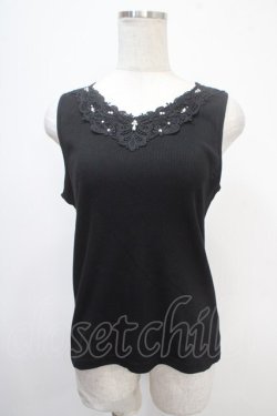 画像1: axes femme / モチーフレースタンク M 黒 Y-25-05-10-002-AX-TO-SZ-ZY