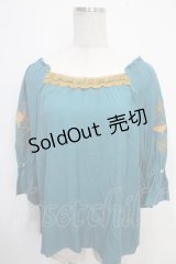 axes femme / アラジン/刺繍トップス M Bグリーン Y-25-05-10-016-AX-TO-SZ-ZI