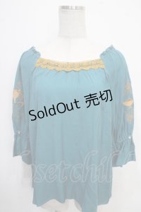 axes femme / アラジン/刺繍トップス M Bグリーン Y-25-05-10-016-AX-TO-SZ-ZI