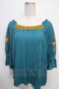 画像1: axes femme / アラジン/刺繍トップス M Bグリーン Y-25-05-10-016-AX-TO-SZ-ZY