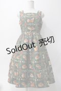 axes femme kawaii / 森のケーキ屋さん柄ジャンスカ M グリーン Y-25-05-10-130-AX-OP-SZ-ZY