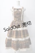axes femme kawaii / タータンチェックジャンスカ M イエロー Y-25-05-10-133-AX-OP-SZ-ZY