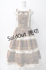 axes femme kawaii / タータンチェックジャンスカ M イエロー Y-25-05-10-133-AX-OP-SZ-ZY