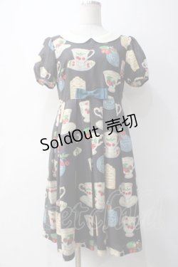 画像1: Leur Getter / フルーツティータイム袖付ワンピース  黒 Y-25-05-10-139-LU-OP-SZ-ZY