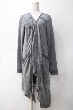 画像1: Ozz Croce / ダブルZIPアシメロングカーディガン  グレー Y-25-05-10-144-OO-TO-SZ-ZY