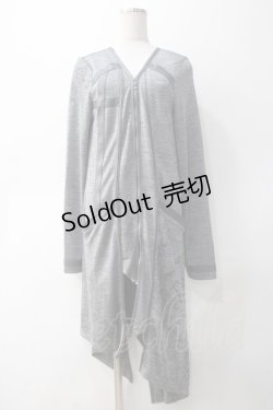 画像1: 【SALE】Ozz Croce / ダブルZIPアシメロングカーディガン  グレー Y-25-05-10-144-OO-TO-SZ-ZT102