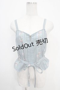 axes femme / リボン付ビスチェ M ブルー Y-25-05-10-020-AX-TO-SZ-ZY
