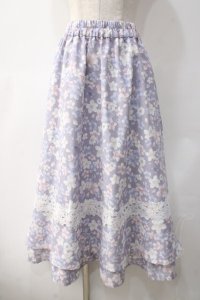 axes femme / サクラ柄フレアスカート F ラベンダー Y-25-05-10-169-AX-SK-SZ-ZI
