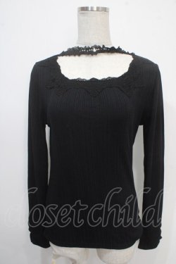 画像1: axes femme / チョーカー風テレコカットソー M 黒 Y-25-05-10-021-AX-TO-SZ-ZY