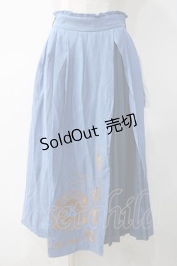 画像1: axes femme / アラジン刺繍ミディスカート M 青 Y-25-05-10-172-AX-SK-SZ-ZT495